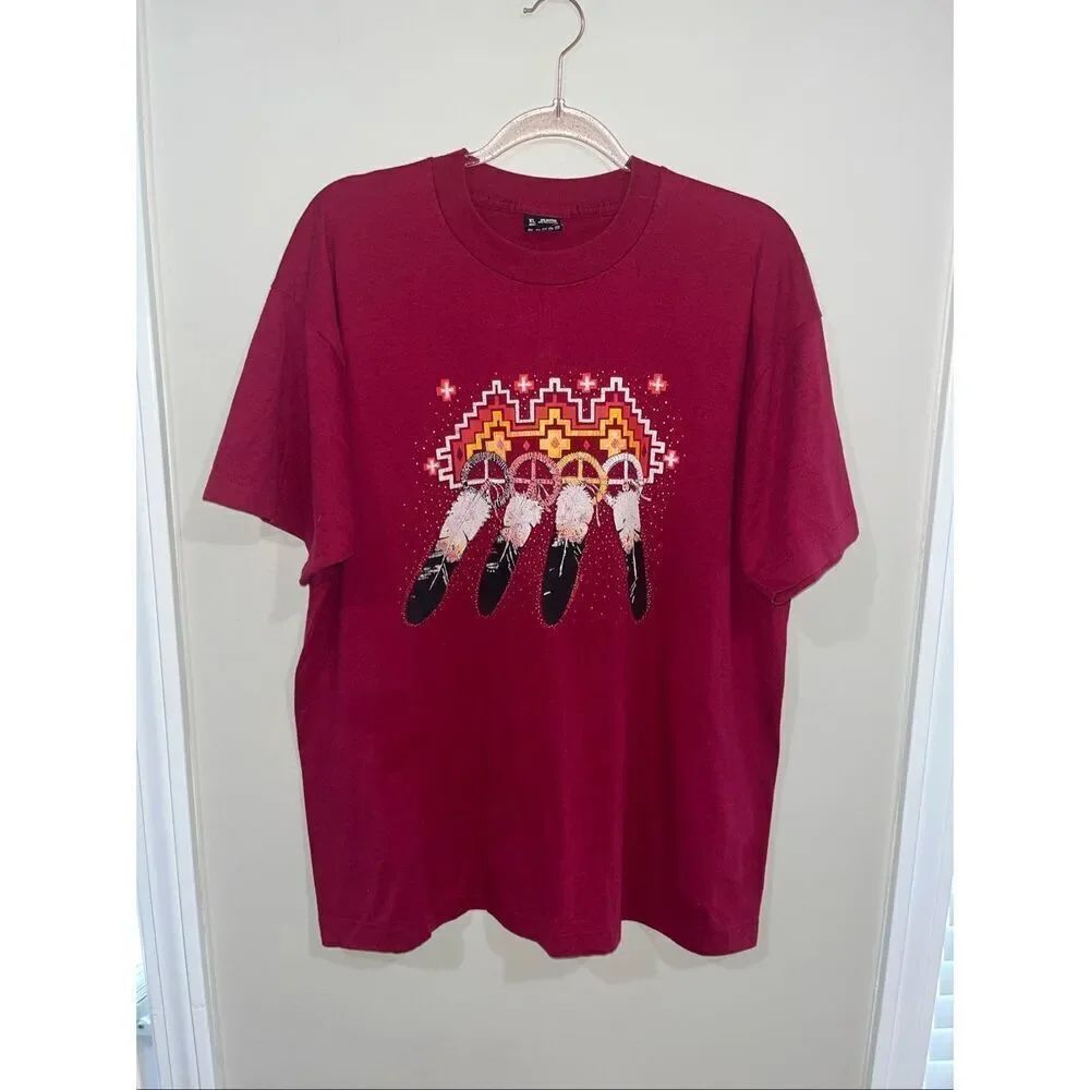 Vintage Native American Print Fruit of the Look T Shirt XL